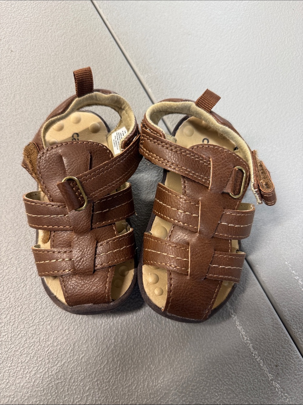 Carter's Brown Leather-Style Baby Walker Sandals